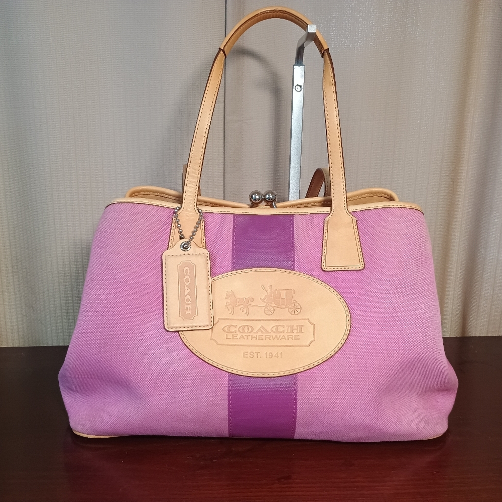 Coach Hamptons Archive 10th Anniversary Pink Canvas Tote